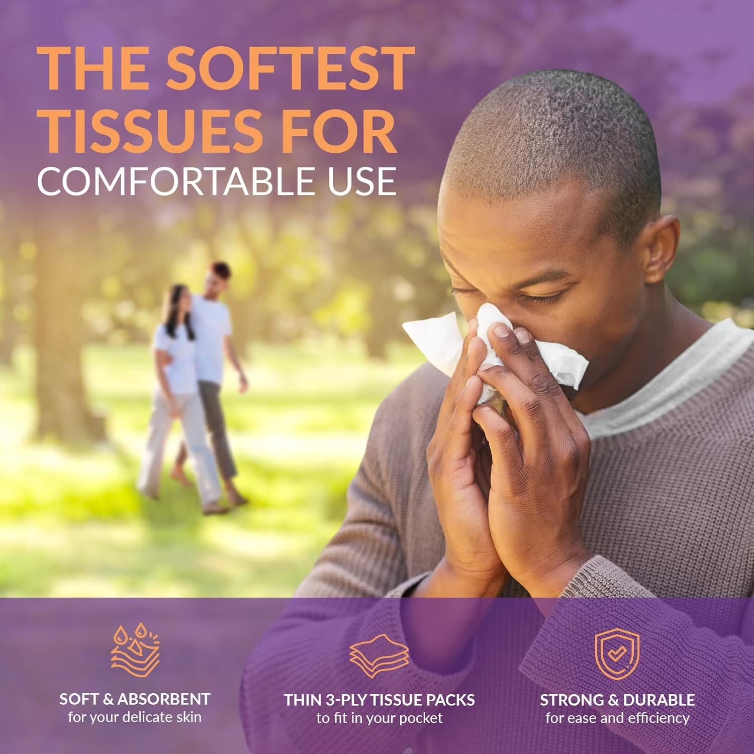 Soft Facial Tissue Paper 3-Ply Pocket Tissue 10-Sheet Travel Tissue Packs, 24-Pack